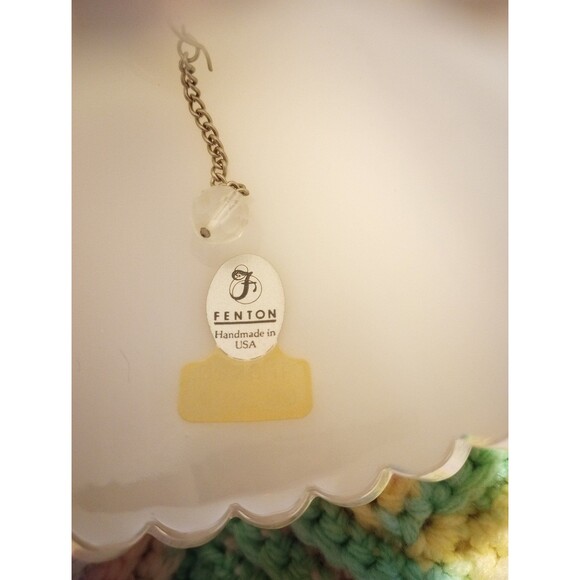 VTG Fenton Opaline Pearly Sentiments Porcelain Rose Iridescent Heart Handle Bell - Picture 3 of 10